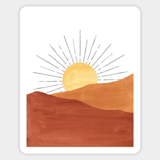 Modern boho landscape, terracotta sunrise Sticker